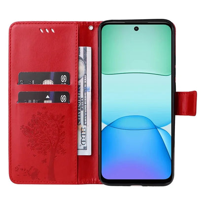 KT Imprinting Flower Series-3 For Xiaomi Redmi 13 5G / 13 4G Case Leather Phone Cover Folio Wallet Cat Tree Pattern