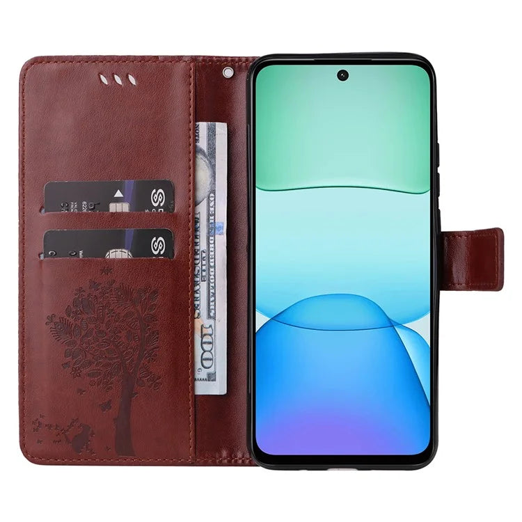 KT Imprinting Flower Series-3 For Xiaomi Redmi 13 5G / 13 4G Case Leather Phone Cover Folio Wallet Cat Tree Pattern
