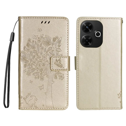 KT Imprinting Flower Series-3 For Xiaomi Redmi 13 5G / 13 4G Case Leather Phone Cover Folio Wallet Cat Tree Pattern
