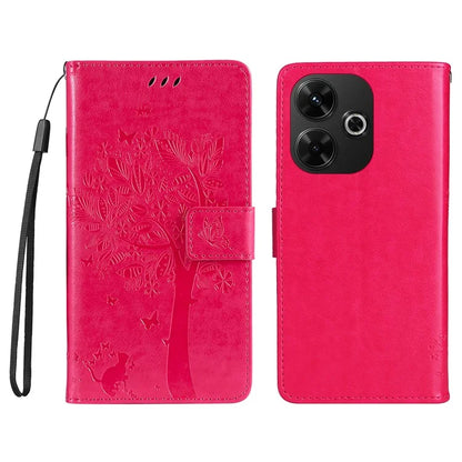 KT Imprinting Flower Series-3 For Xiaomi Redmi 13 5G / 13 4G Case Leather Phone Cover Folio Wallet Cat Tree Pattern