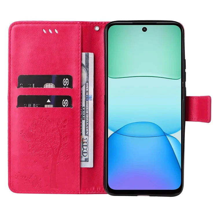 KT Imprinting Flower Series-3 For Xiaomi Redmi 13 5G / 13 4G Case Leather Phone Cover Folio Wallet Cat Tree Pattern