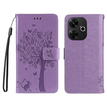 KT Imprinting Flower Series-3 For Xiaomi Redmi 13 5G / 13 4G Case Leather Phone Cover Folio Wallet Cat Tree Pattern