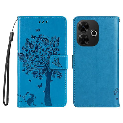KT Imprinting Flower Series-3 For Xiaomi Redmi 13 5G / 13 4G Case Leather Phone Cover Folio Wallet Cat Tree Pattern