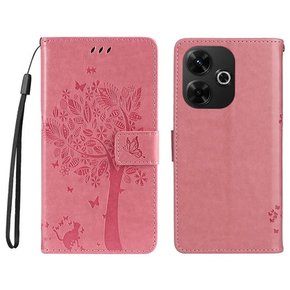 KT Imprinting Flower Series-3 For Xiaomi Redmi 13 5G / 13 4G Case Leather Phone Cover Folio Wallet Cat Tree Pattern