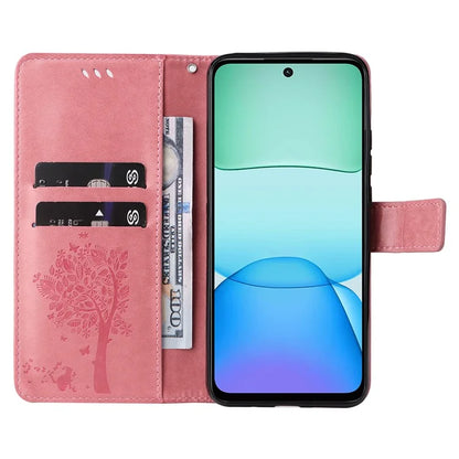 KT Imprinting Flower Series-3 For Xiaomi Redmi 13 5G / 13 4G Case Leather Phone Cover Folio Wallet Cat Tree Pattern