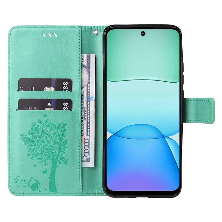 KT Imprinting Flower Series-3 For Xiaomi Redmi 13 5G / 13 4G Case Leather Phone Cover Folio Wallet Cat Tree Pattern