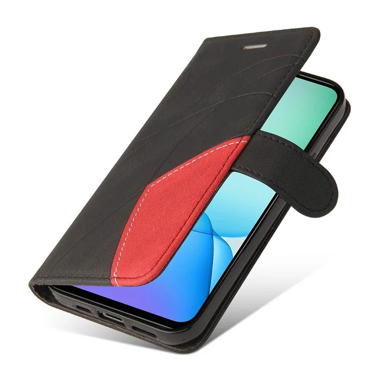 KT Leather Series-1 For Xiaomi Redmi 13 5G / 13 4G Case Wallet Leather Phone Cover Dual Color Splicing