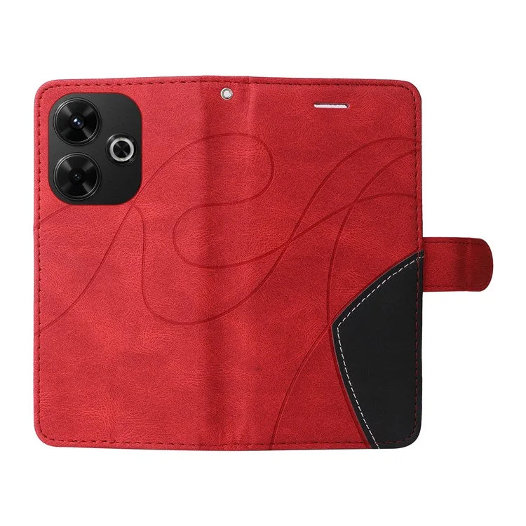 KT Leather Series-1 For Xiaomi Redmi 13 5G / 13 4G Case Wallet Leather Phone Cover Dual Color Splicing