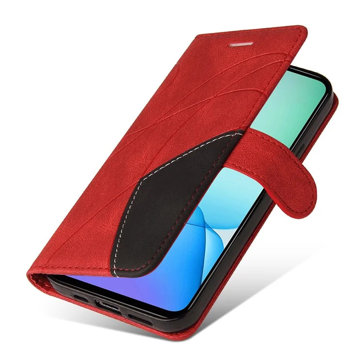 KT Leather Series-1 For Xiaomi Redmi 13 5G / 13 4G Case Wallet Leather Phone Cover Dual Color Splicing
