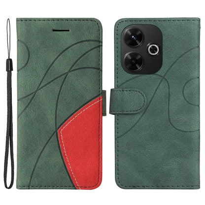 KT Leather Series-1 For Xiaomi Redmi 13 5G / 13 4G Case Wallet Leather Phone Cover Dual Color Splicing