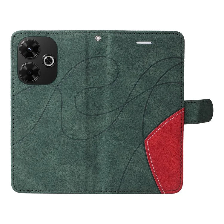 KT Leather Series-1 For Xiaomi Redmi 13 5G / 13 4G Case Wallet Leather Phone Cover Dual Color Splicing