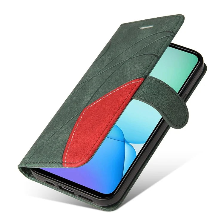 KT Leather Series-1 For Xiaomi Redmi 13 5G / 13 4G Case Wallet Leather Phone Cover Dual Color Splicing