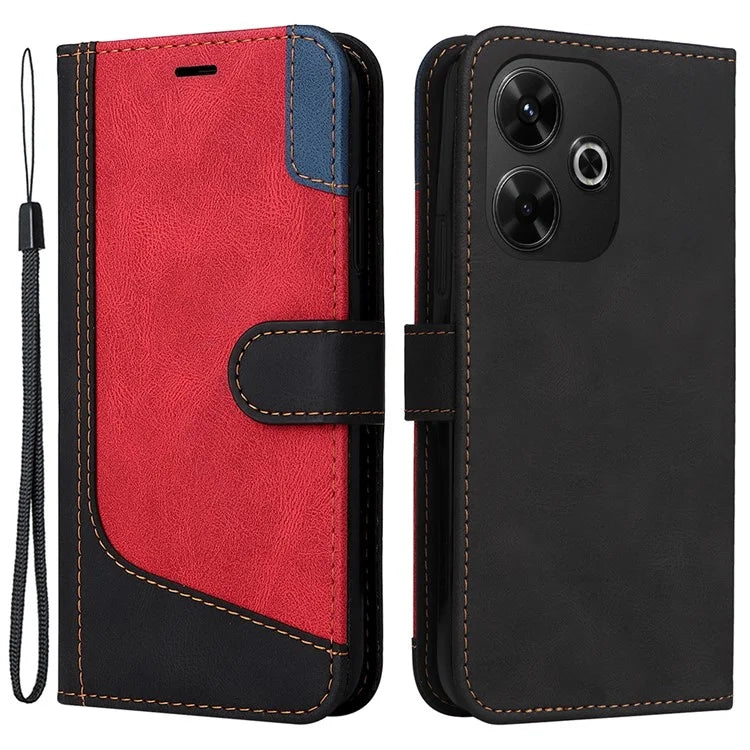 For Xiaomi Redmi 13 5G / 13 4G Case Flip Stand PU Leather Phone Cover 3-Color Splicing Colors