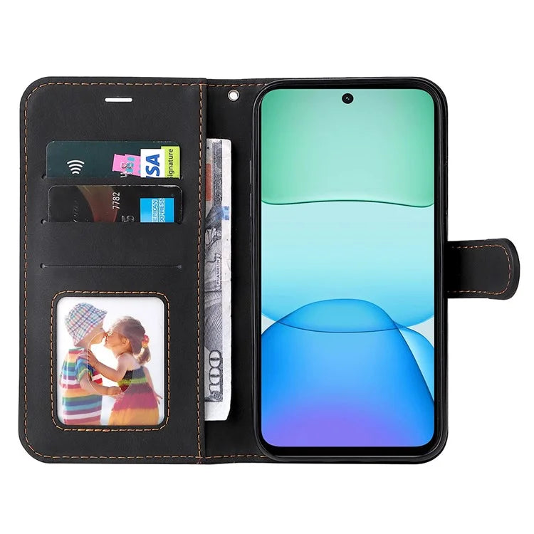 For Xiaomi Redmi 13 5G / 13 4G Case Flip Stand PU Leather Phone Cover 3-Color Splicing Colors