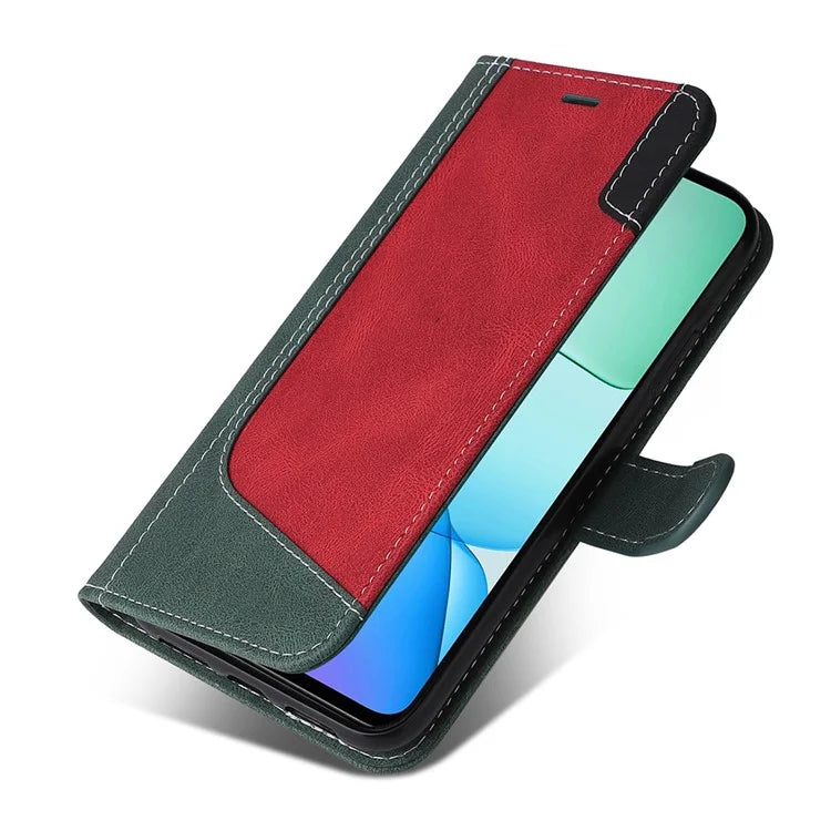 For Xiaomi Redmi 13 5G / 13 4G Case Flip Stand PU Leather Phone Cover 3-Color Splicing Colors