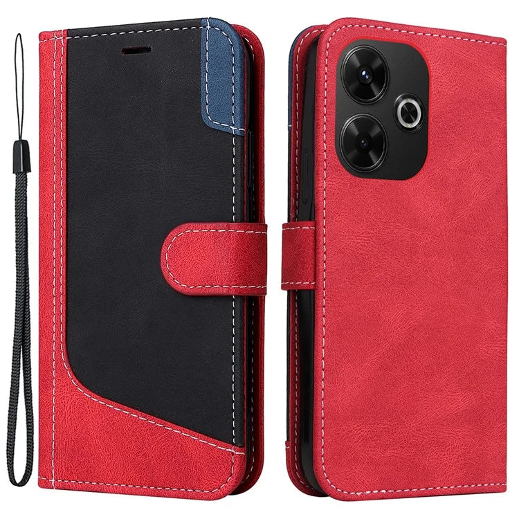 For Xiaomi Redmi 13 5G / 13 4G Case Flip Stand PU Leather Phone Cover 3-Color Splicing Colors