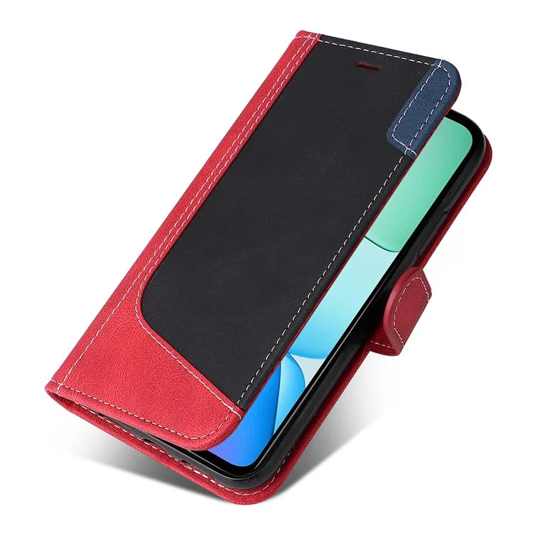 For Xiaomi Redmi 13 5G / 13 4G Case Flip Stand PU Leather Phone Cover 3-Color Splicing Colors