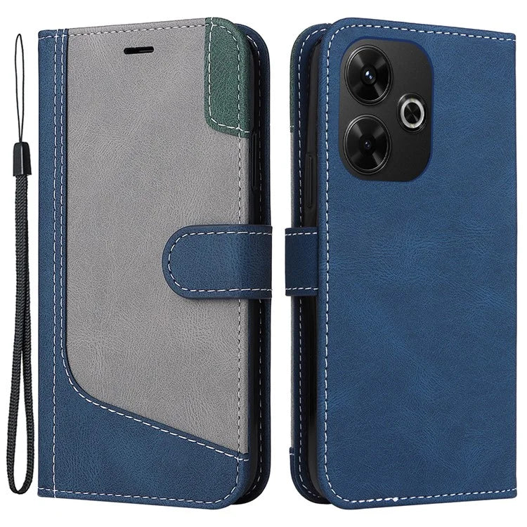 For Xiaomi Redmi 13 5G / 13 4G Case Flip Stand PU Leather Phone Cover 3-Color Splicing Colors