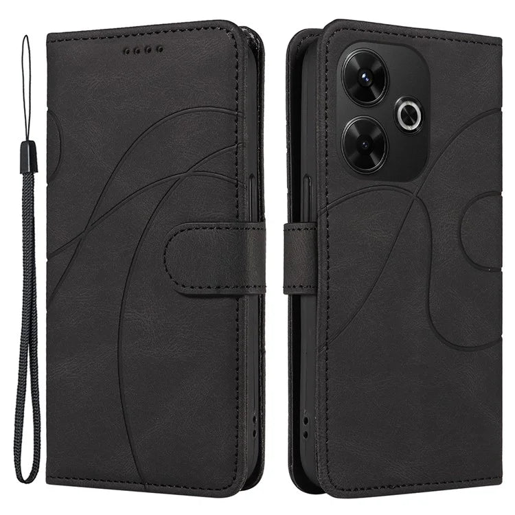 For Xiaomi Redmi 13 5G / 13 4G Case Leather Folio Flip Phone Cover Curved Line Imprinted