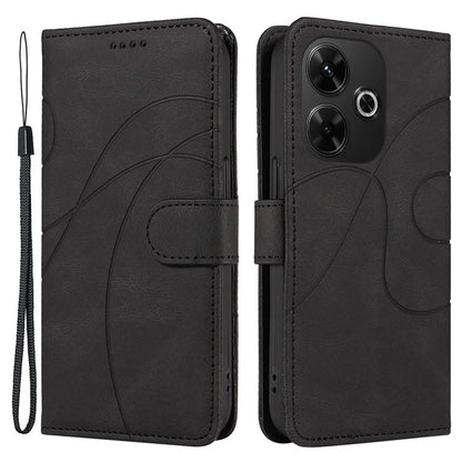 For Xiaomi Redmi 13 5G / 13 4G Case Leather Folio Flip Phone Cover Curved Line Imprinted