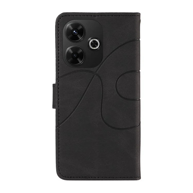 For Xiaomi Redmi 13 5G / 13 4G Case Leather Folio Flip Phone Cover Curved Line Imprinted