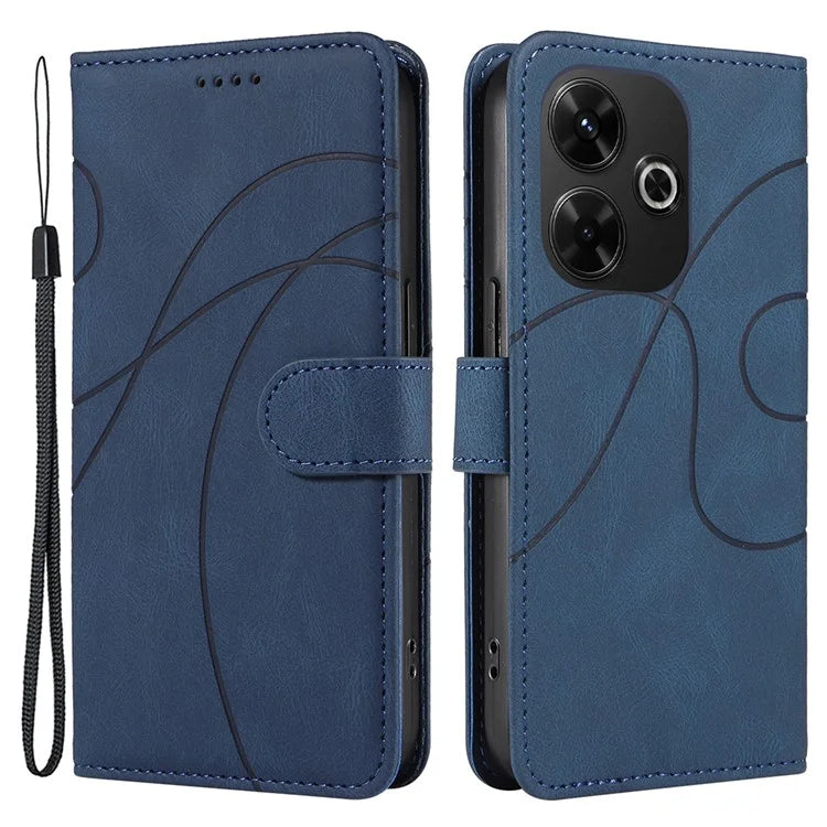 For Xiaomi Redmi 13 5G / 13 4G Case Leather Folio Flip Phone Cover Curved Line Imprinted
