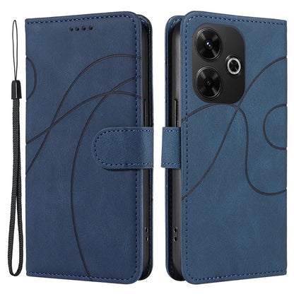 For Xiaomi Redmi 13 5G / 13 4G Case Leather Folio Flip Phone Cover Curved Line Imprinted