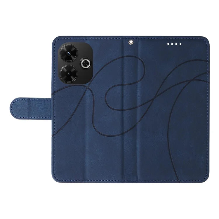 For Xiaomi Redmi 13 5G / 13 4G Case Leather Folio Flip Phone Cover Curved Line Imprinted