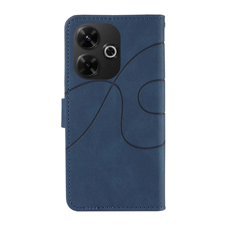For Xiaomi Redmi 13 5G / 13 4G Case Leather Folio Flip Phone Cover Curved Line Imprinted