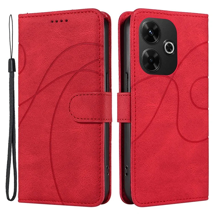 For Xiaomi Redmi 13 5G / 13 4G Case Leather Folio Flip Phone Cover Curved Line Imprinted