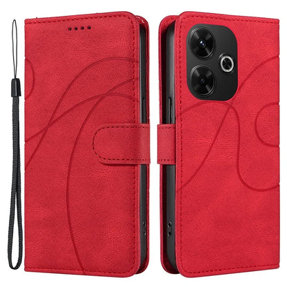 For Xiaomi Redmi 13 5G / 13 4G Case Leather Folio Flip Phone Cover Curved Line Imprinted