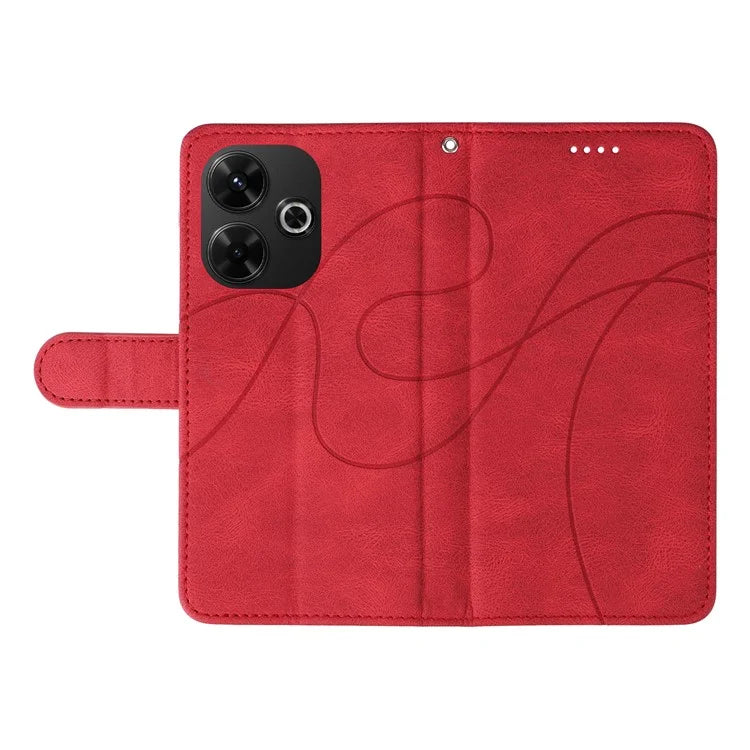 For Xiaomi Redmi 13 5G / 13 4G Case Leather Folio Flip Phone Cover Curved Line Imprinted