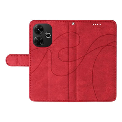 For Xiaomi Redmi 13 5G / 13 4G Case Leather Folio Flip Phone Cover Curved Line Imprinted