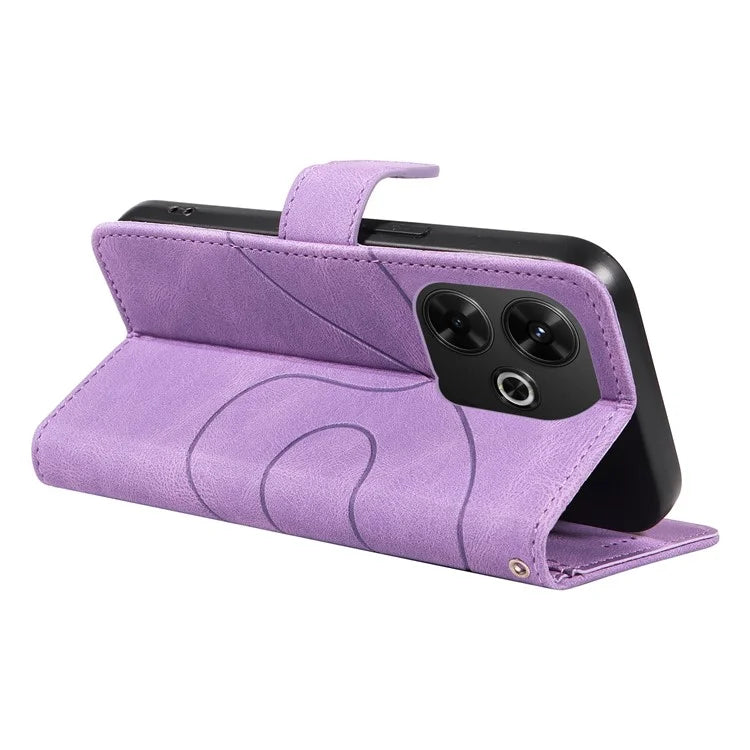 For Xiaomi Redmi 13 5G / 13 4G Case Leather Folio Flip Phone Cover Curved Line Imprinted