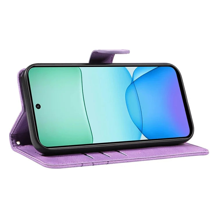 For Xiaomi Redmi 13 5G / 13 4G Case Leather Folio Flip Phone Cover Curved Line Imprinted