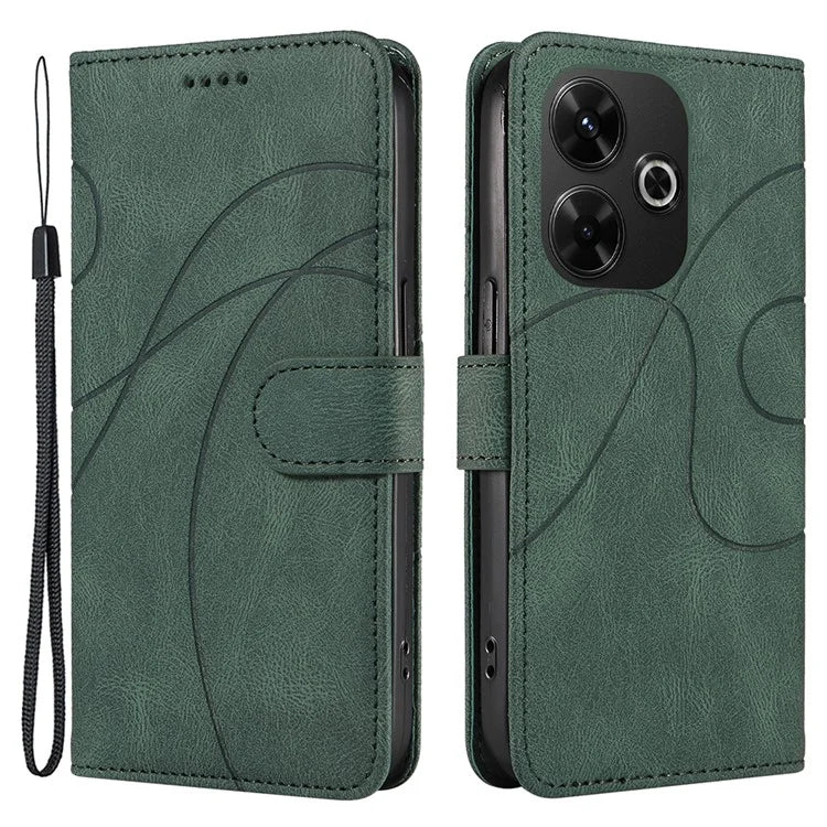 For Xiaomi Redmi 13 5G / 13 4G Case Leather Folio Flip Phone Cover Curved Line Imprinted