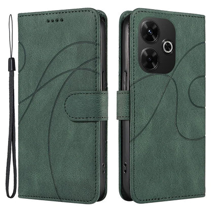 For Xiaomi Redmi 13 5G / 13 4G Case Leather Folio Flip Phone Cover Curved Line Imprinted