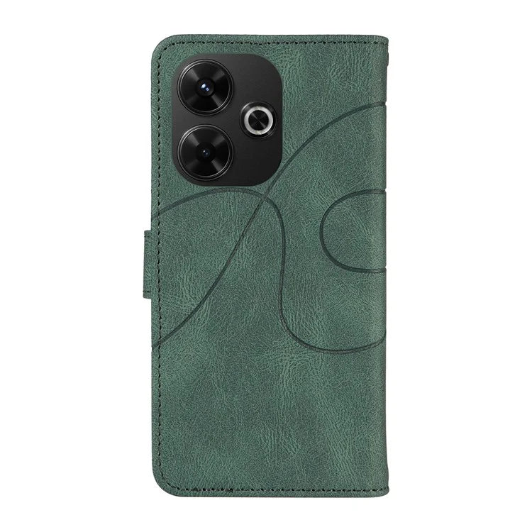 For Xiaomi Redmi 13 5G / 13 4G Case Leather Folio Flip Phone Cover Curved Line Imprinted