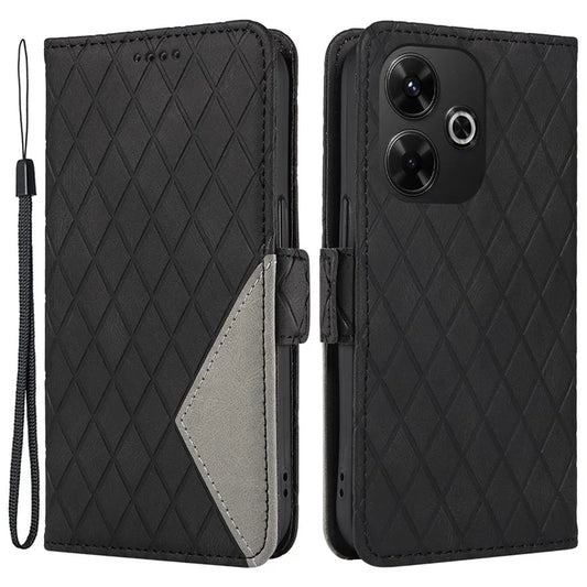 For Xiaomi Redmi 13 5G / 13 4G Case Rhombus PU Leather Flip Phone Cover Splicing