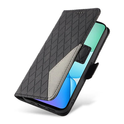 For Xiaomi Redmi 13 5G / 13 4G Case Rhombus PU Leather Flip Phone Cover Splicing
