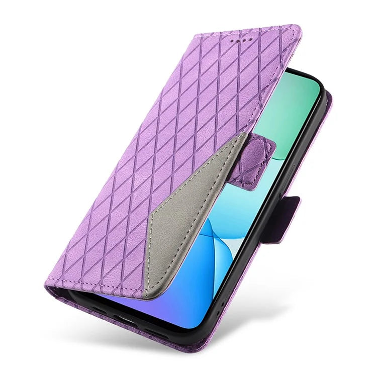 For Xiaomi Redmi 13 5G / 13 4G Case Rhombus PU Leather Flip Phone Cover Splicing