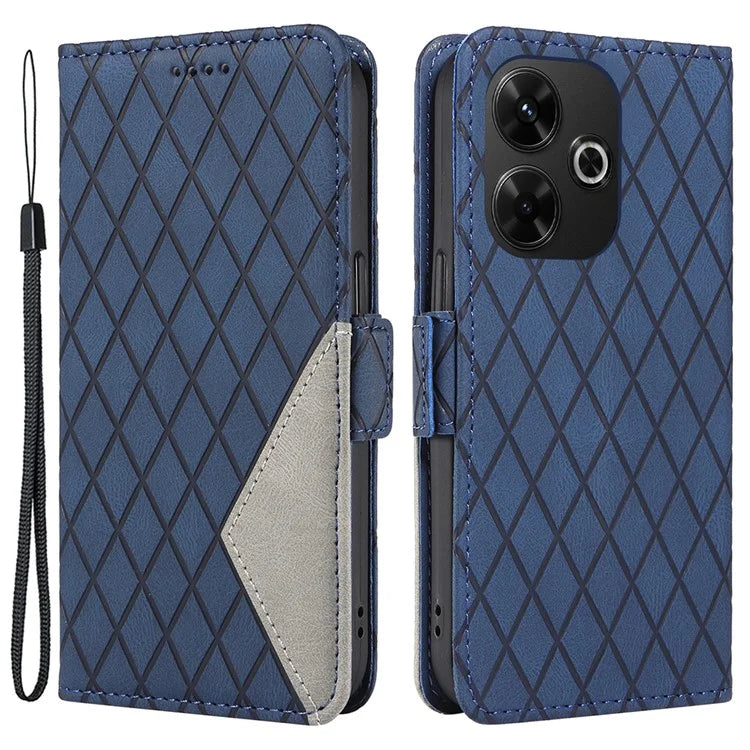 For Xiaomi Redmi 13 5G / 13 4G Case Rhombus PU Leather Flip Phone Cover Splicing