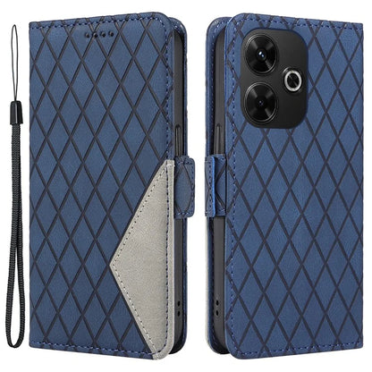 For Xiaomi Redmi 13 5G / 13 4G Case Rhombus PU Leather Flip Phone Cover Splicing