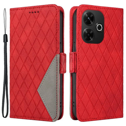 For Xiaomi Redmi 13 5G / 13 4G Case Rhombus PU Leather Flip Phone Cover Splicing