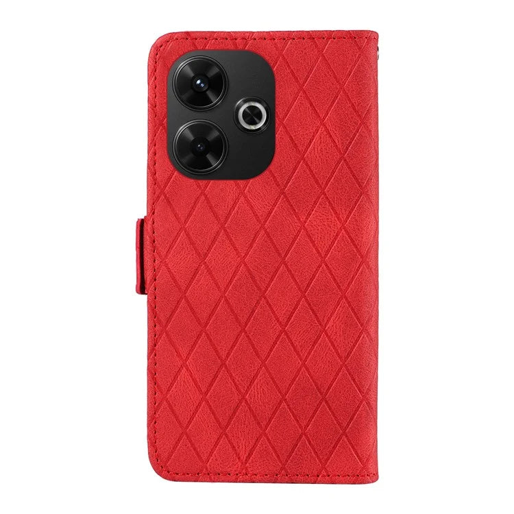 For Xiaomi Redmi 13 5G / 13 4G Case Rhombus PU Leather Flip Phone Cover Splicing