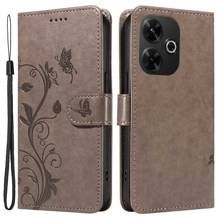 For Xiaomi Redmi 13 5G / 13 4G Case PU Leather Wallet Protective Cover Butterfly Flower Imprinted