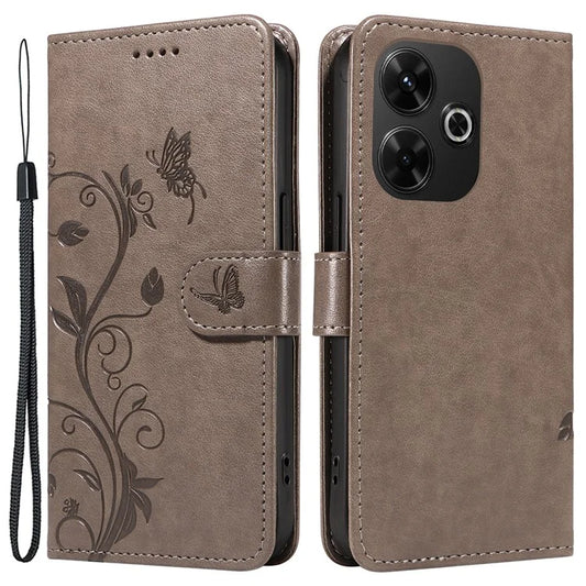 For Xiaomi Redmi 13 5G / 13 4G Case PU Leather Wallet Protective Cover Butterfly Flower Imprinted