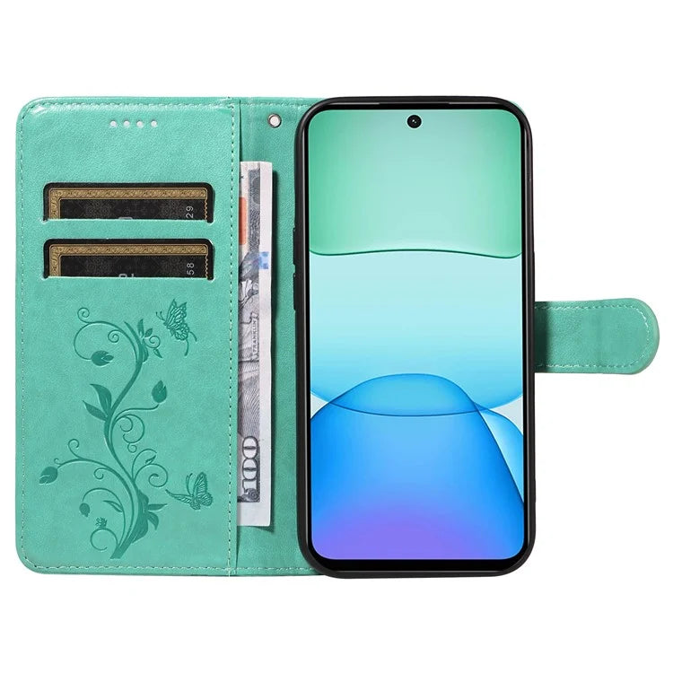 For Xiaomi Redmi 13 5G / 13 4G Case PU Leather Wallet Protective Cover Butterfly Flower Imprinted