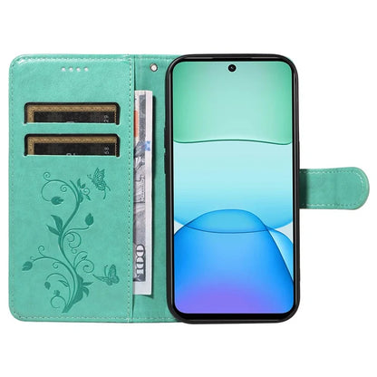 For Xiaomi Redmi 13 5G / 13 4G Case PU Leather Wallet Protective Cover Butterfly Flower Imprinted
