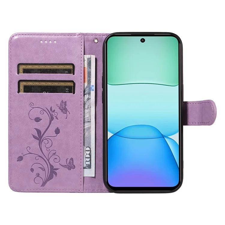 For Xiaomi Redmi 13 5G / 13 4G Case PU Leather Wallet Protective Cover Butterfly Flower Imprinted